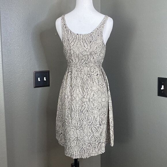 Anthropologie Starry Night black and cream Floral Paisley Print Mini Dress - Picture 5 of 8